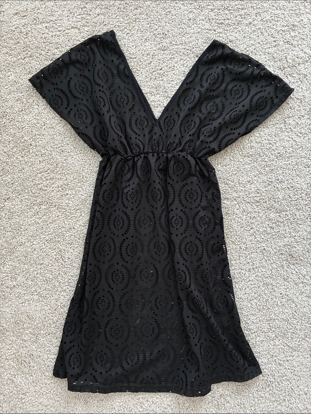 Venus Black Eyelet V-Neck Coverup
